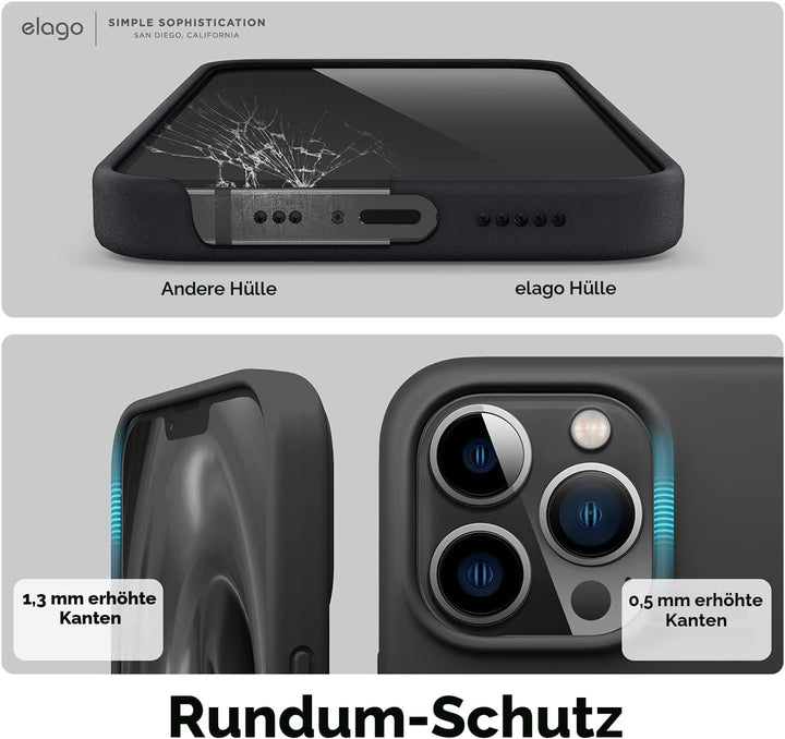 elago Schutzhülle aus Flüssigsilikon, kompatibel mit iPhone 13 Pro (6,1 Zoll), Rundumschutz – stossf
