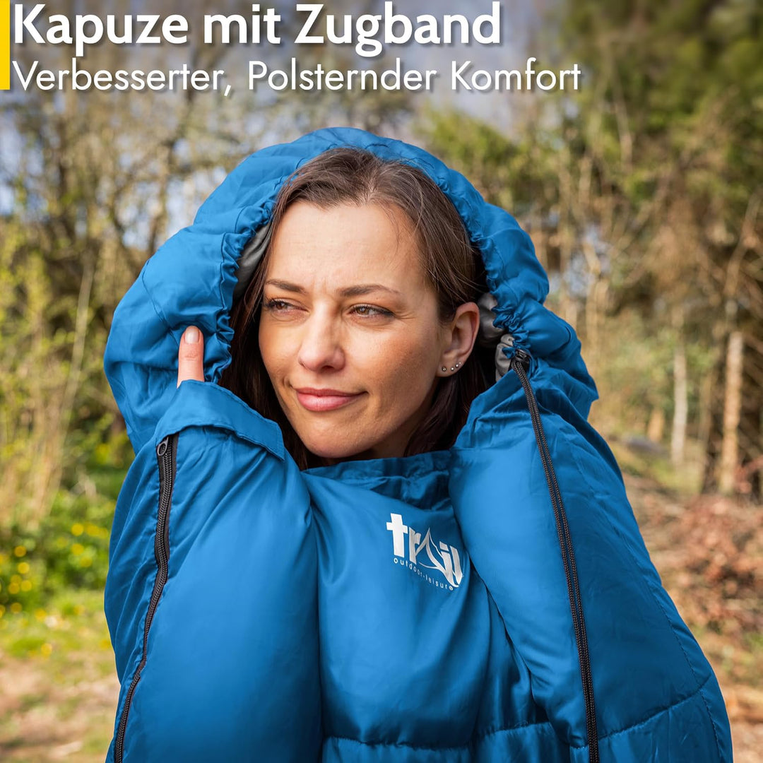 Trail 1-Personen Schlafsack für Erwachsene – Schlafsack 3 Jahreszeiten, Outdoor Frühling Herbst Wint