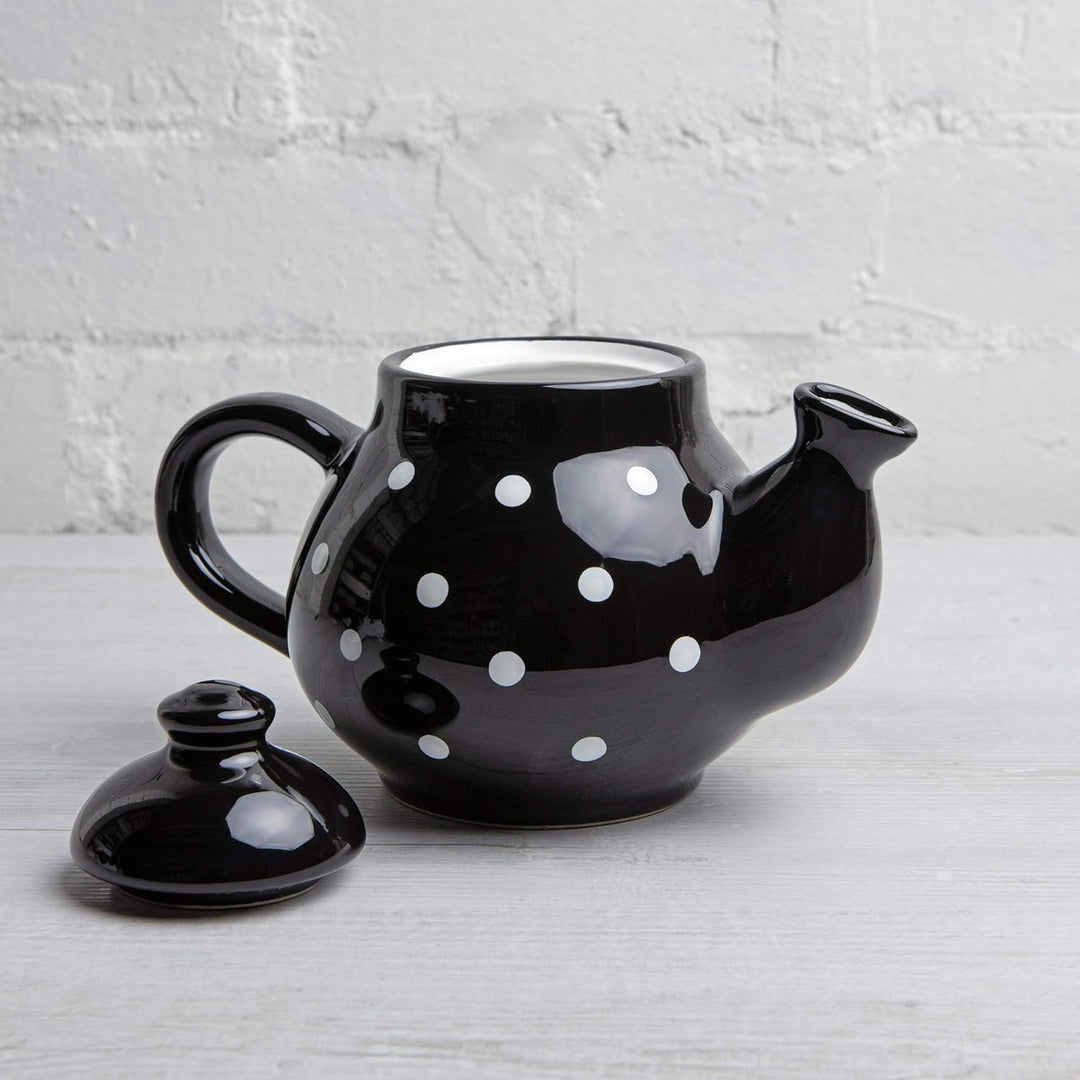 City to Cottage® - Teekanne Kaffeekanne für 2 Tassen | Schwarz und Weiss | Polka Dots | Handgemacht