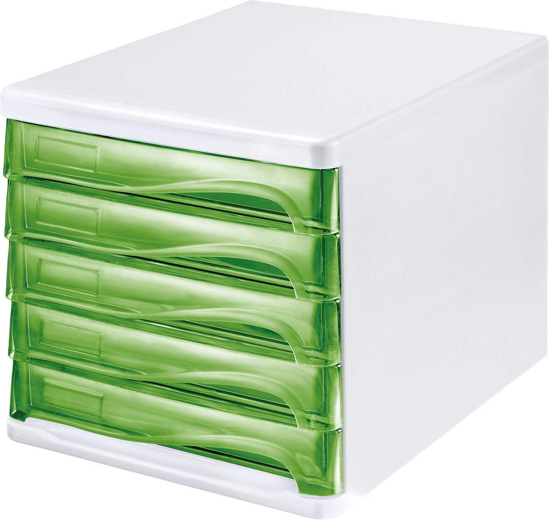 Helit H6129450 - Schubladenbox „the wave“, grün transparent Transluzent Grün, Transluzent Grün