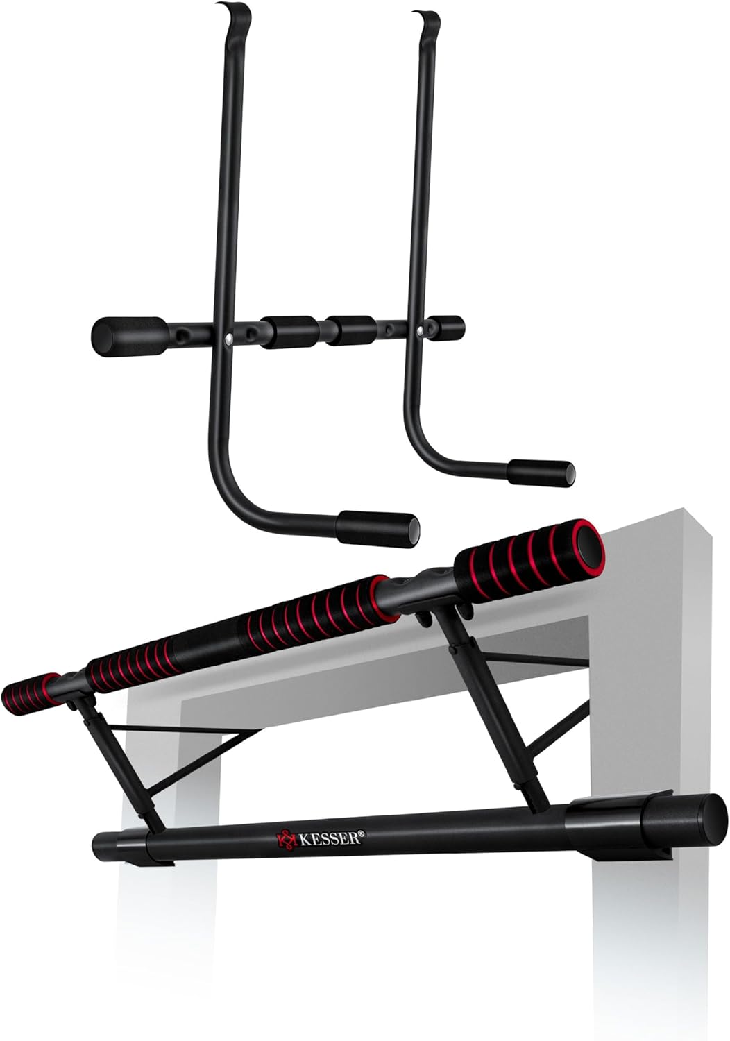 KESSER® 4in1 Premium Klimmzugstange inkl. DIP-Station & Power Ropes, klappbare Türreck, sichere Türr