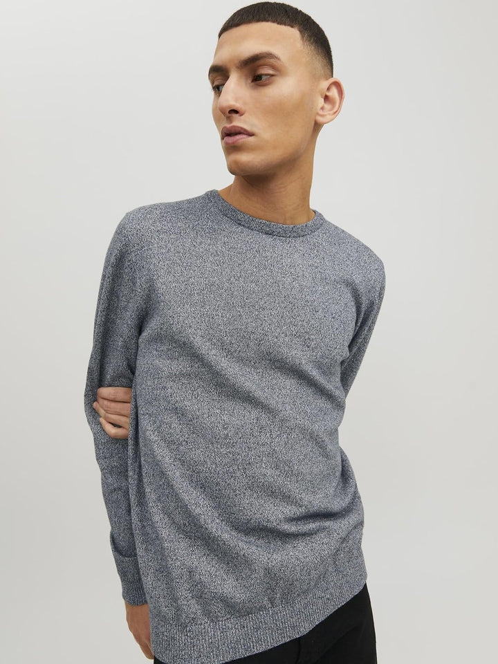 JACK & JONES Male Strickpullover mit Rundhals Einfarbig Strickpullover mit Rundhals Blau (Navy Blaze