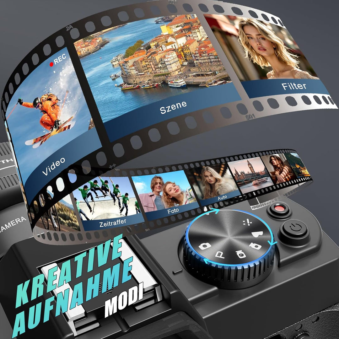 NBD 8K Digitalkamera 64MP mit Autofokus, 16X Digitalzoom Schwarz, Schwarz