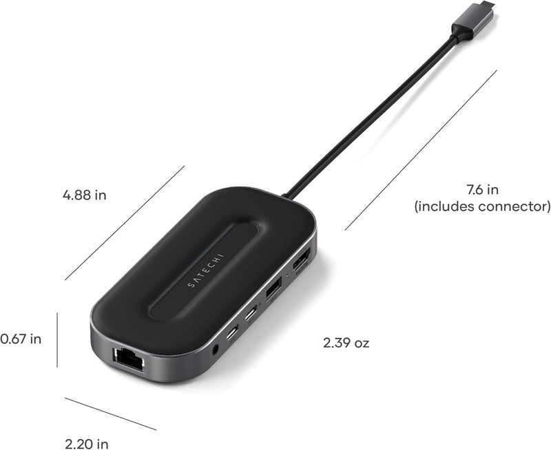 SATECHI USB4 6-in-1-Multiport-Adapter – USB-C-PD Aufladung, 8K HDMI, USB-A- und USB-C-Datenanschluss