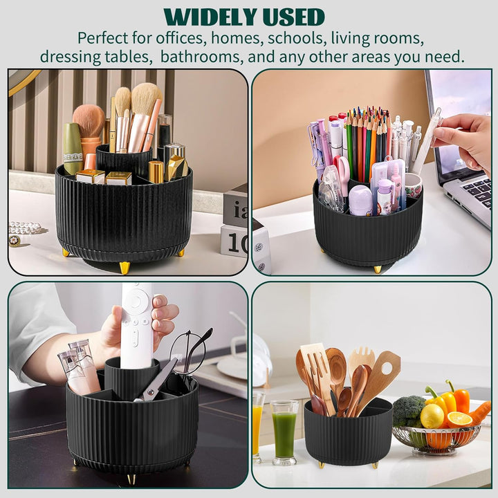 360° Drehbar Make up Organizer, Pinselhalter Kosmetik Aufbewahrung mit 5 Fächern, Aesthetic Schminkt