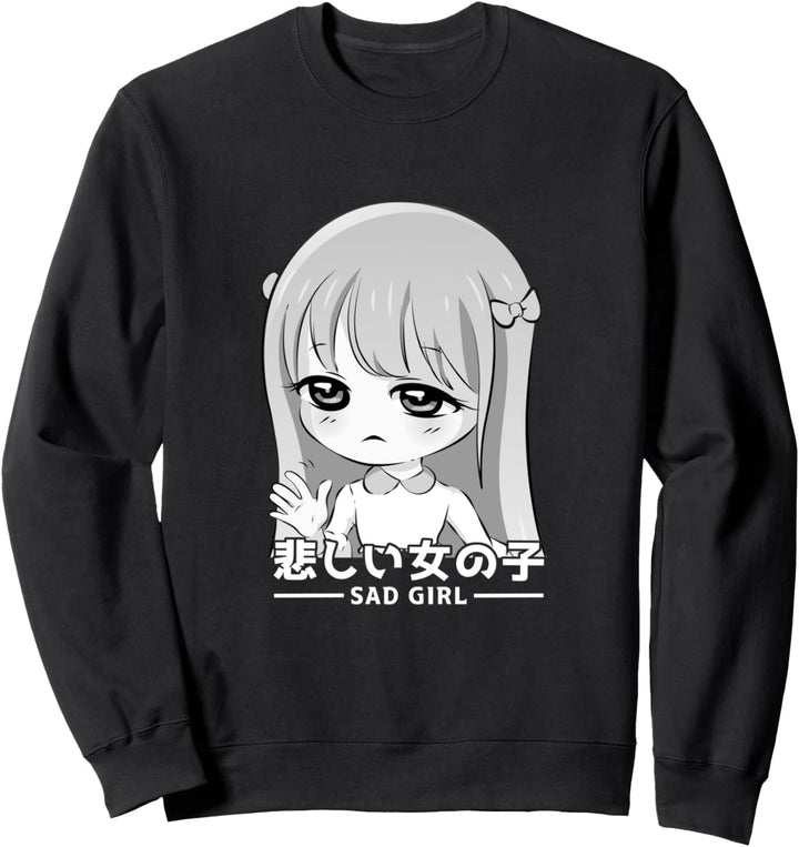 Japanische Vaporwave traurige Anime Mädchen Ästhetik Sweatshirt