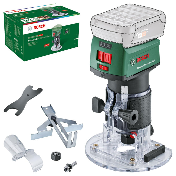 Bosch Akku-Kantenfräse AdvancedTrimRouter 18V-8 (ohne Akku, 18 Volt System, Bürstenloser Motor, im K