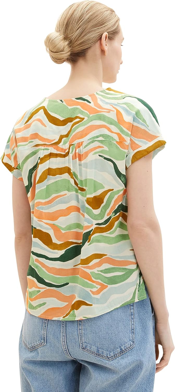 TOM TAILOR Damen Bluse mit Muster 38 31122 - Colorful Wavy Design, 38 31122 - Colorful Wavy Design