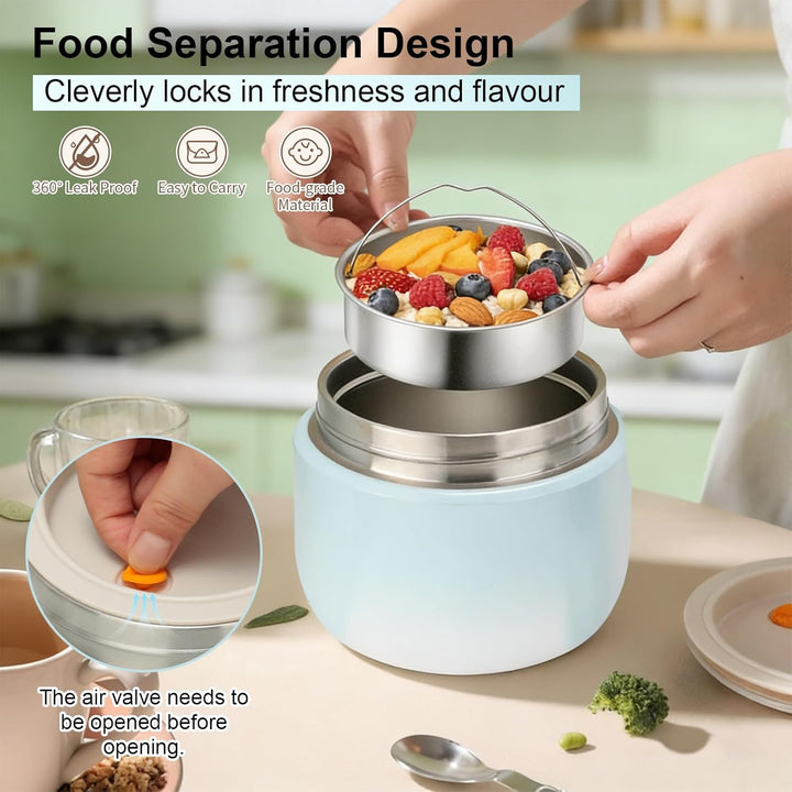 VINATO 1.2L Thermobehälter Für Essen Thermo Lunchbox Bento Box Erwachsene mit Edelstahl, Auslaufsich
