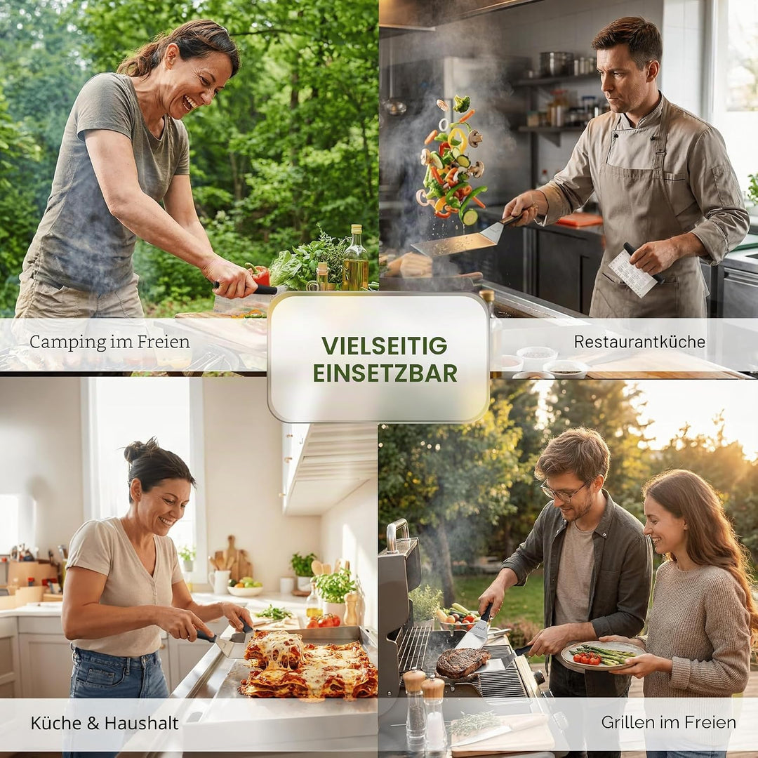 Exklusives Grillwender Set aus hochwertigem Edelstahl - BBQ Grillset in erstklassiger Qualität für
