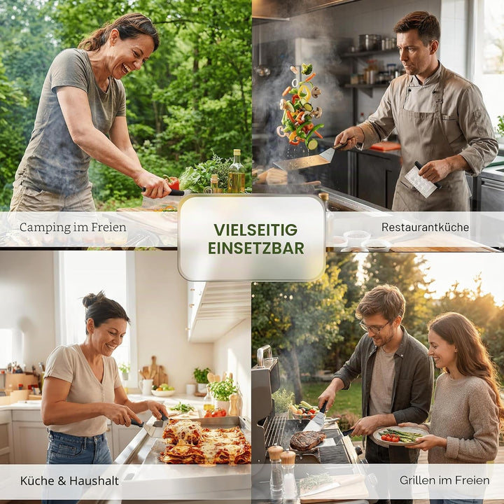 Exklusives Grillwender Set aus hochwertigem Edelstahl - BBQ Grillset in erstklassiger Qualität für