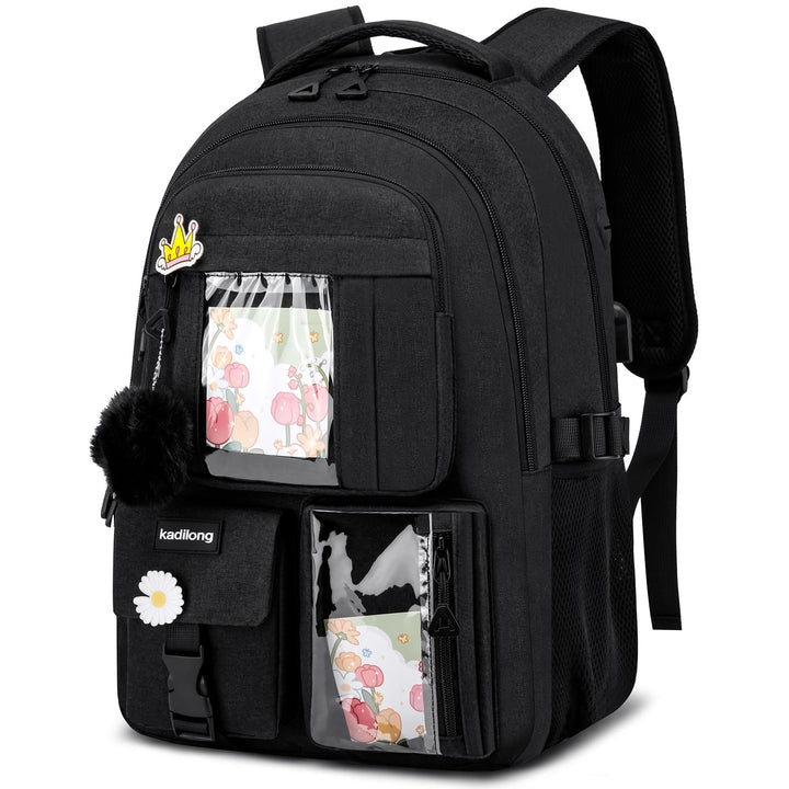 kadilong Schulrucksack Mädchen Rucksack Damen 17,3 Zoll Laptop für Uni, Schultasche Schulranzen mit