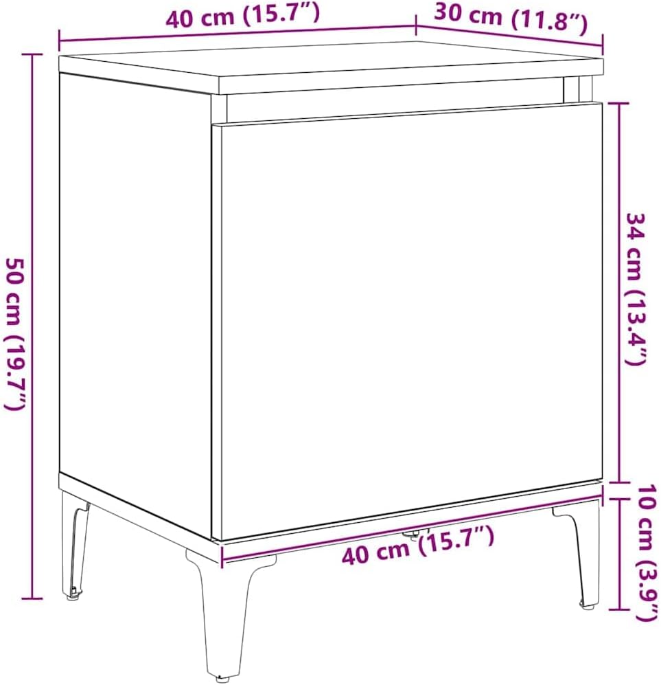 vidaXL Alter Holz Nachttisch Altes Holz Massivholz, Metall 40 x 30 x 50 cm, Altes Holz