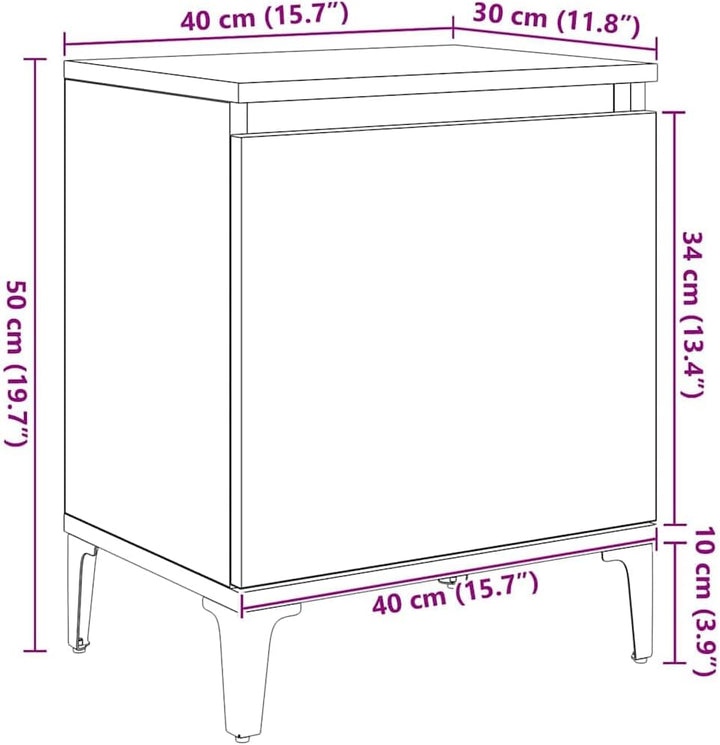 vidaXL Alter Holz Nachttisch Altes Holz Massivholz, Metall 40 x 30 x 50 cm, Altes Holz