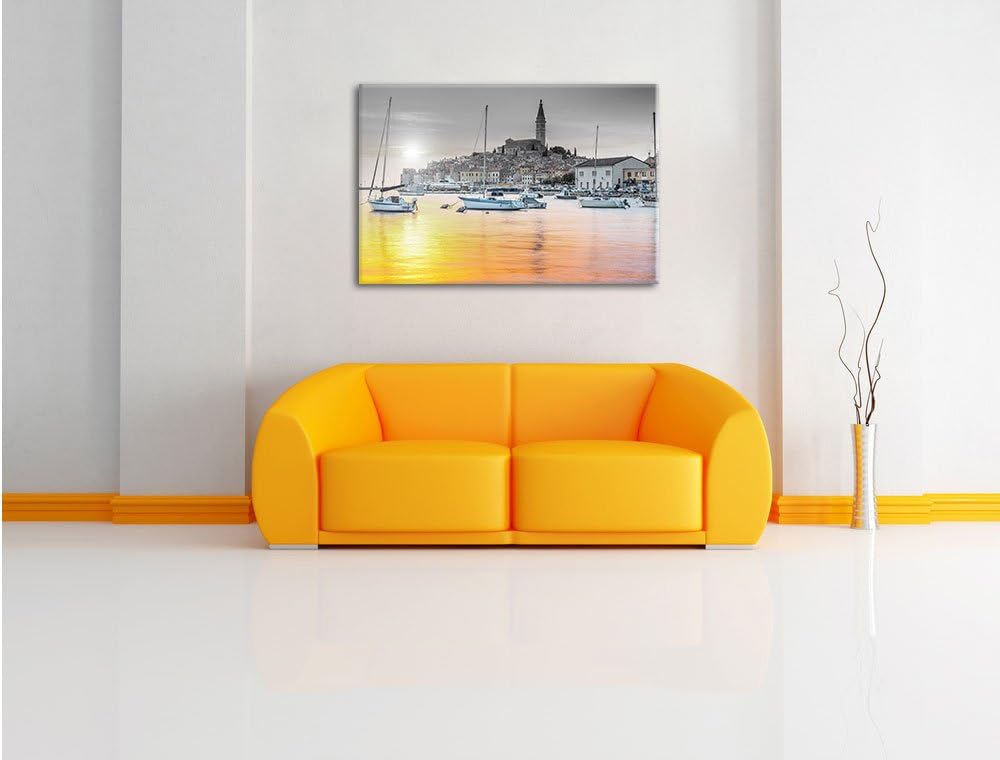 Pixxprint Kroatische Hafenstadt / 100x70cm Leinwandbild bespannt auf Holzrahmen/Wandbild Kunstdruck