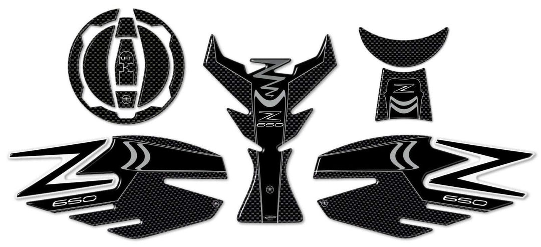 labelbike - Aufkleber-KIT Graue Farbe IN Harz 3D Gel Schutz kompatibel mit Kawasaki Z650 Gray Carbon
