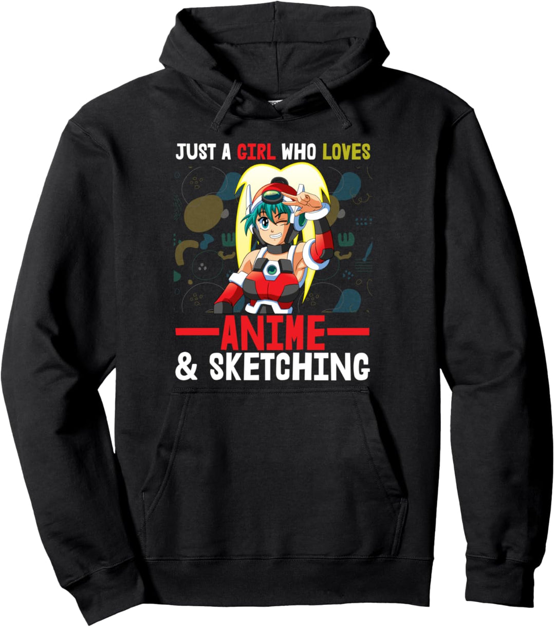 Nur ein Mädchen, das Anime und Skizzieren von Animationen liebt Pullover Hoodie