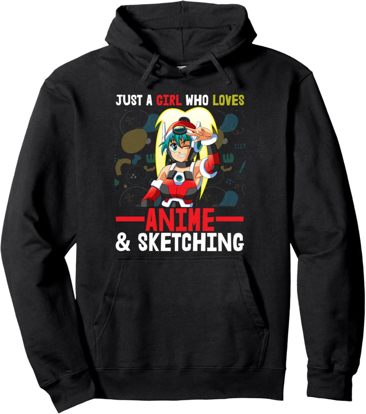Nur ein Mädchen, das Anime und Skizzieren von Animationen liebt Pullover Hoodie