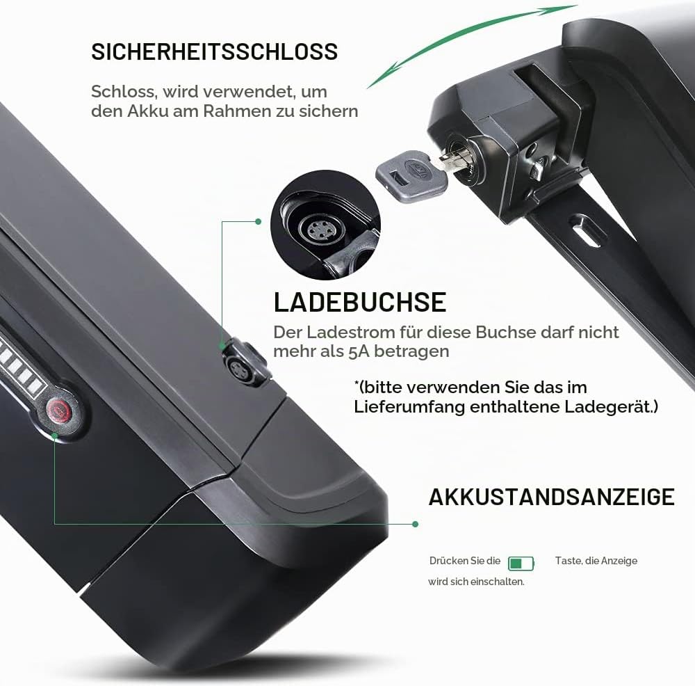 YOSE POWER Ebike Akku 36V 11.6Ah/14Ah SF-06 Batterie für 36V 250W / 350W /500W /800W Motor passt auf