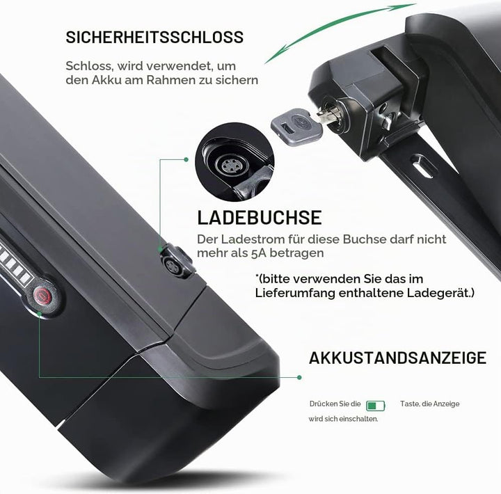 YOSE POWER Ebike Akku 36V 11.6Ah/14Ah SF-06 Batterie für 36V 250W / 350W /500W /800W Motor passt auf