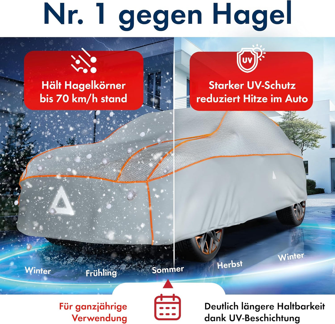 WALSER Premium Hagel- &amp; Hitzeschutz Abdeckplane Auto, Auto Hagelschutzplane EPE Sun Protect - reduzi