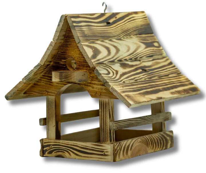 Vögelhaus, Vogelhaus, Futterhaus, Futterhäuschen, handgefertigt gebranntes Holz klein, 23cm x 25cm x