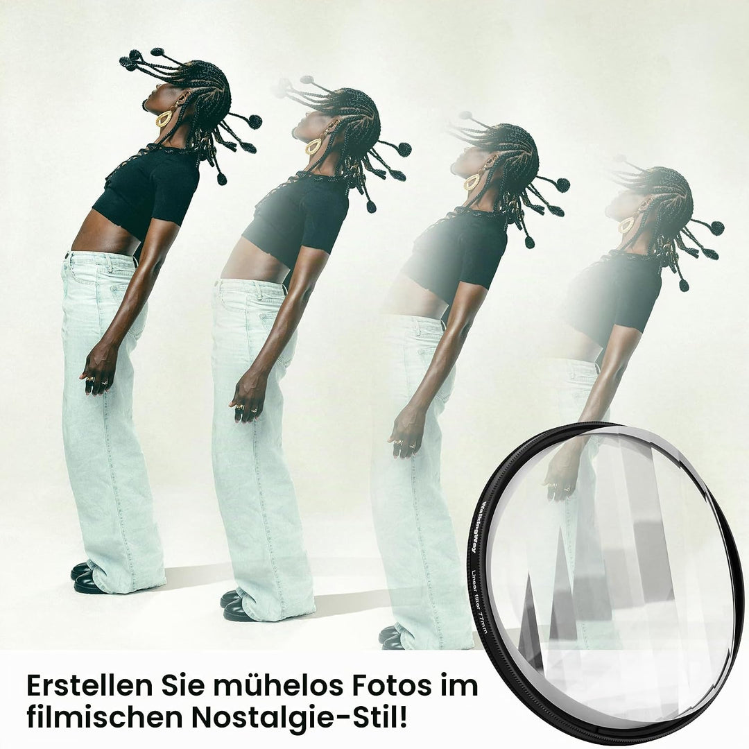 Walking Way 82mm Linearer Prismenfilter für Kameraobjektive Kreative Fotografie Vordergrundunschärfe