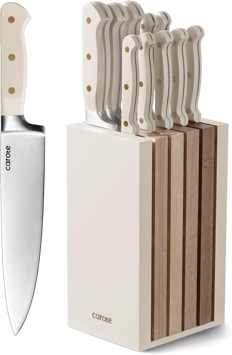 Messerblocksets Carote Messerblock mit Messerset 11-teilig,Kuchenmesser Set mit Santokumesser, Brotm