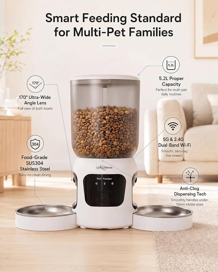 Smarter Futterautomat für Zwei Katzen, Doppelter Futterspender