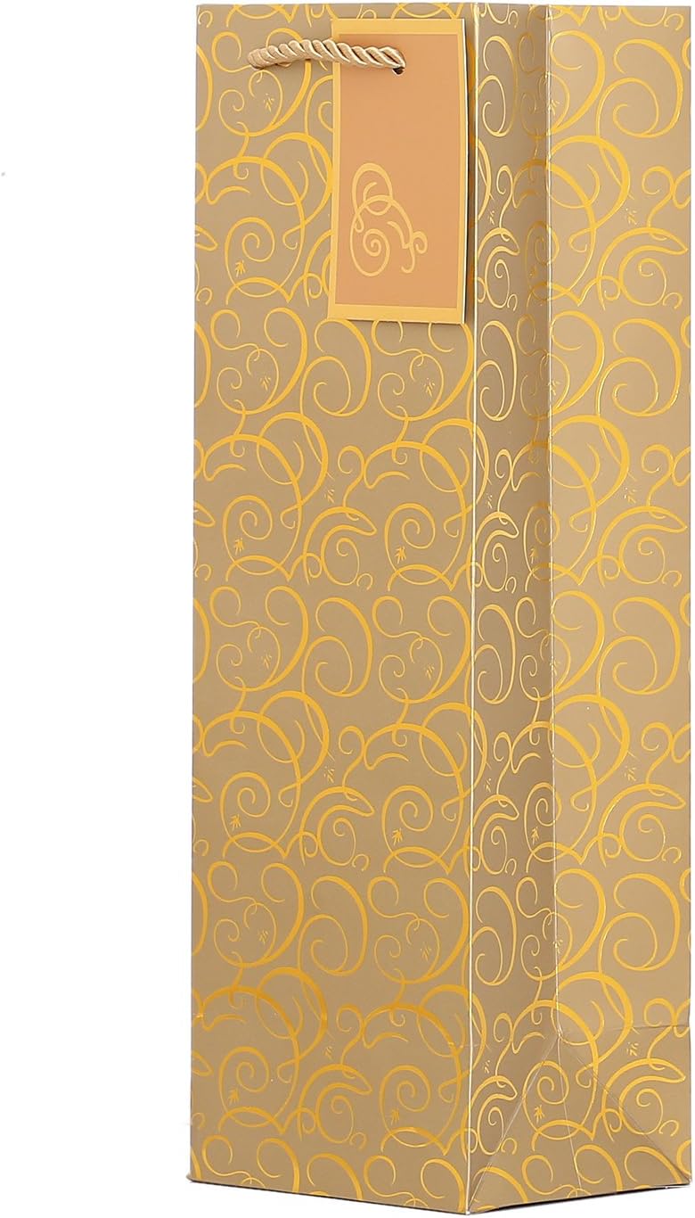 10 Flaschentüten Geschenktüten für Weingeschenke wie Wein Prosecco und Champagner Gold mit Ornamente