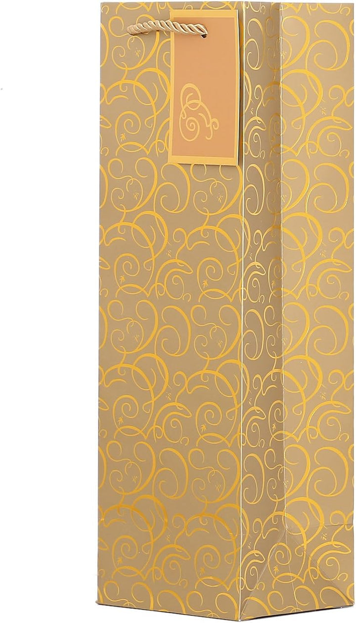 10 Flaschentüten Geschenktüten für Weingeschenke wie Wein Prosecco und Champagner Gold mit Ornamente