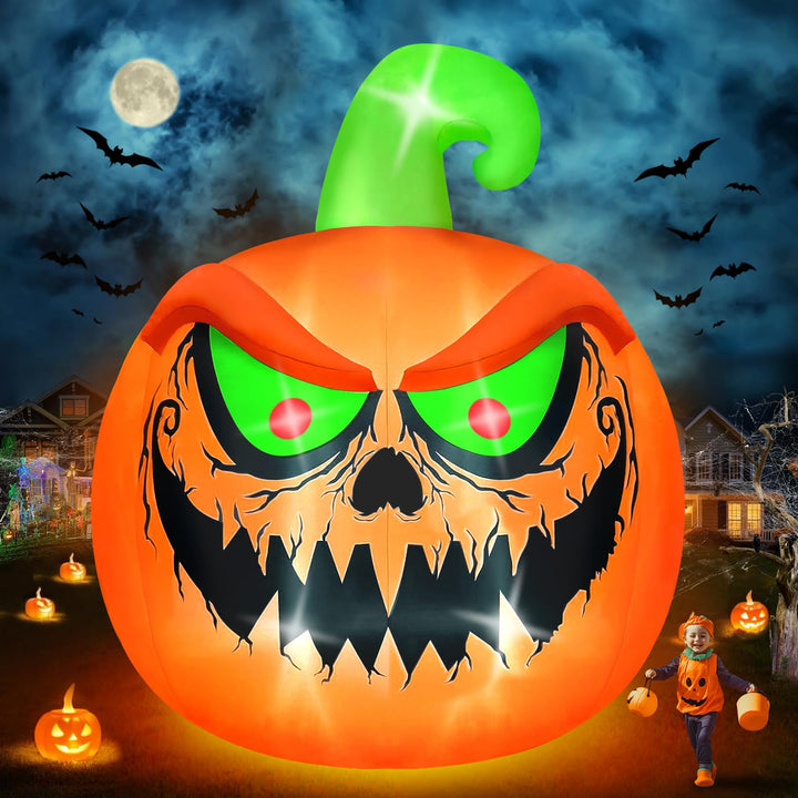 Kalolary 15Ft Halloween Aufblasbare Dekoration - Riesiger Kürbis Mit Grün-Roten Augen für Innen und