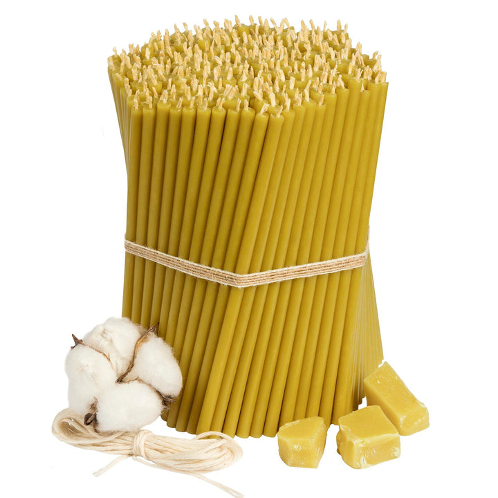 Diveevo Kirchliche Bienenwachskerzen №140 - Bernstein 350 Stk. I hochwertige Ritualkerzen L-16 cm Ø-