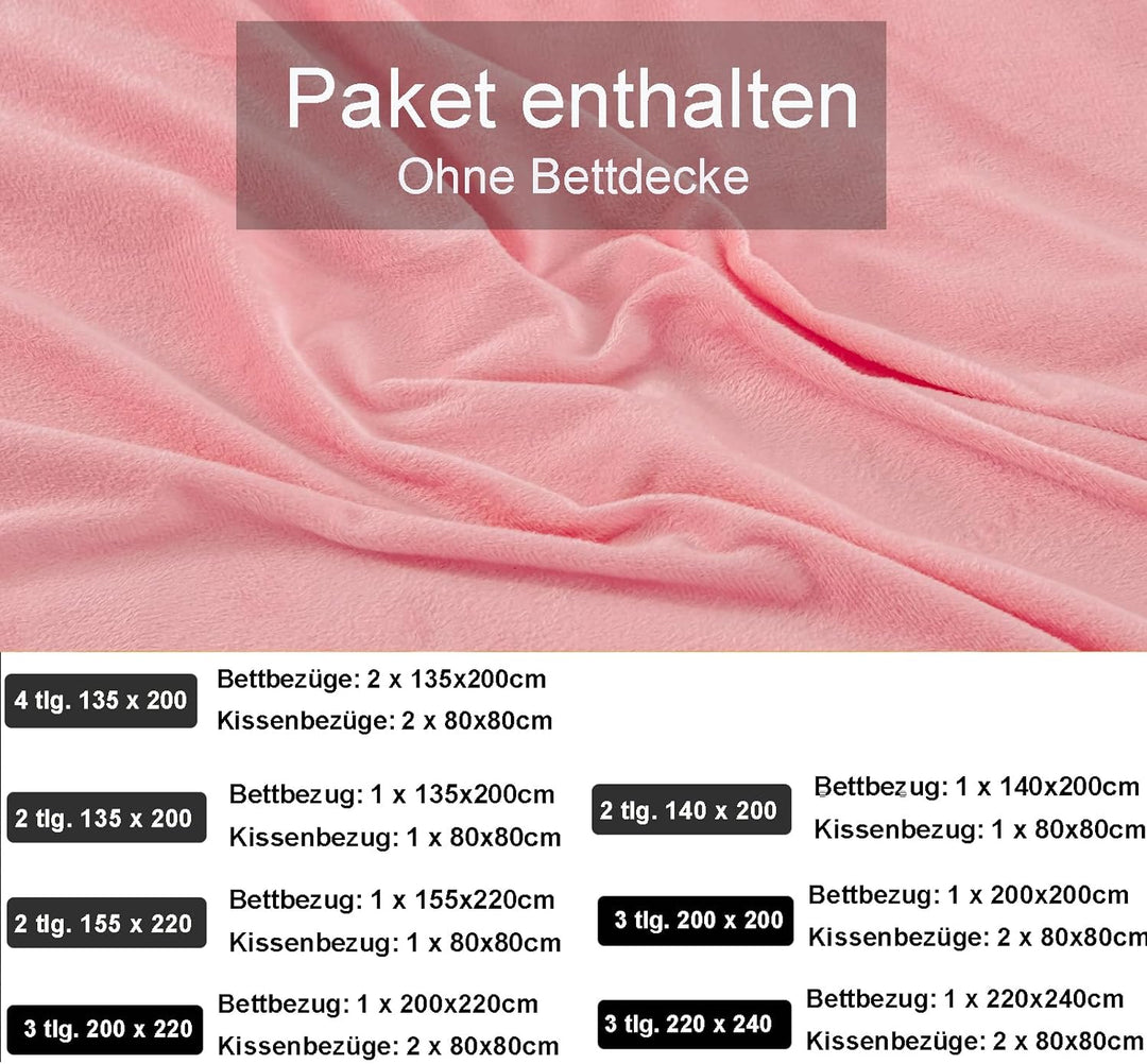 Winter Flanell bettwäsche 200x200 - Rosa Flauschige und warme Cashmere Touch Bettbezug + Kissenbezug