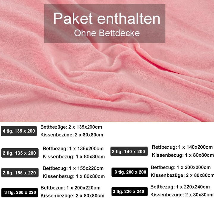 Winter Flanell bettwäsche 200x200 - Rosa Flauschige und warme Cashmere Touch Bettbezug + Kissenbezug