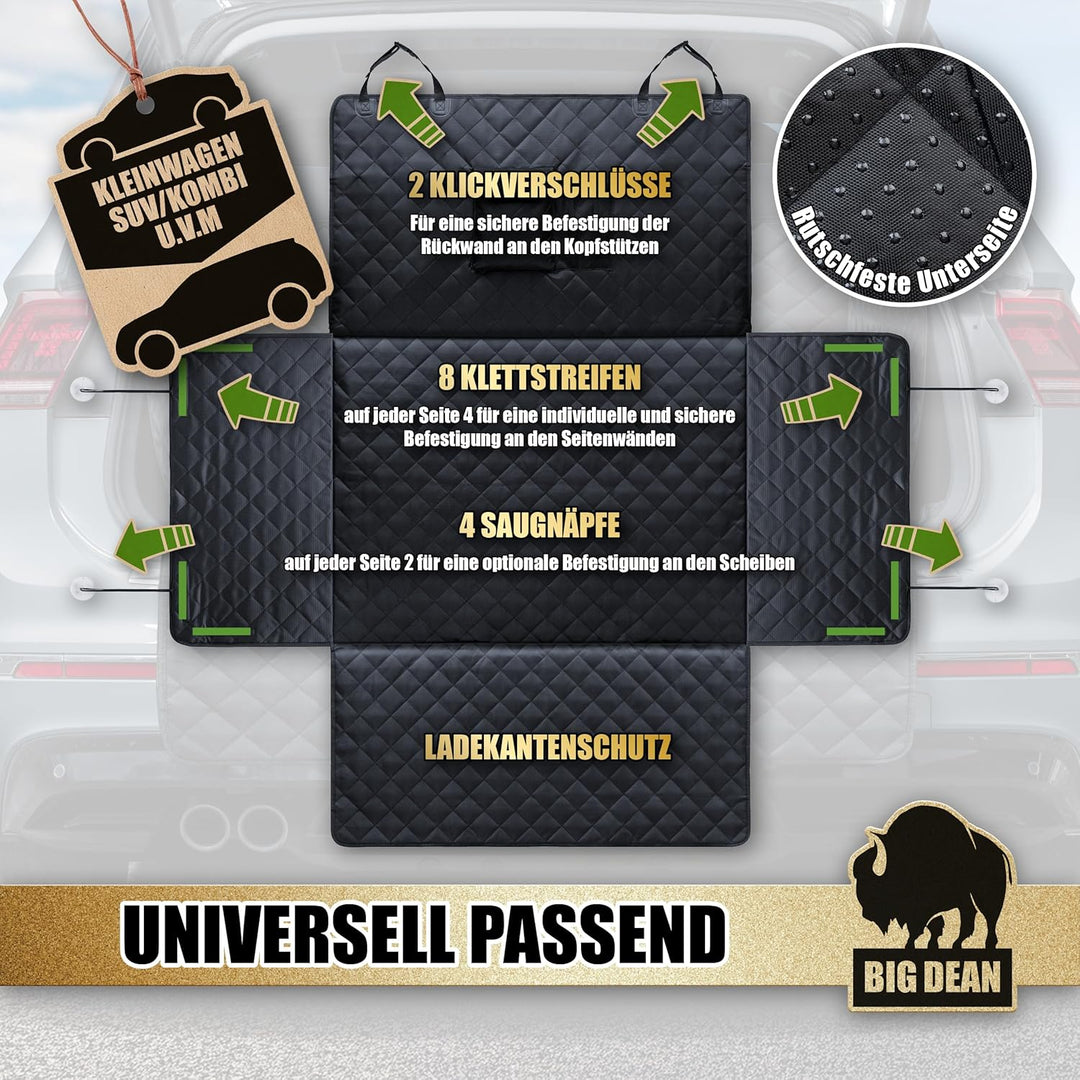 BigDean Premium Kofferraum Schutzmatte mit Seiten & Stossstangenschutz – Kofferraumschutz Hund schmu