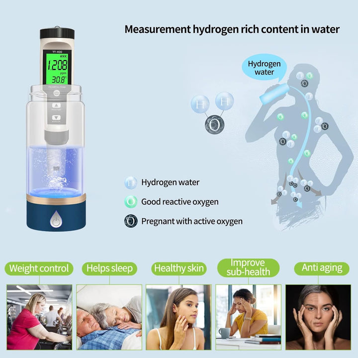 pH Messgerät, 4-in-1 pH ORP H2 TEMP Tester, Acqua IP67 Wasserdicht 0,01 hochpräzise digital Wasserqu