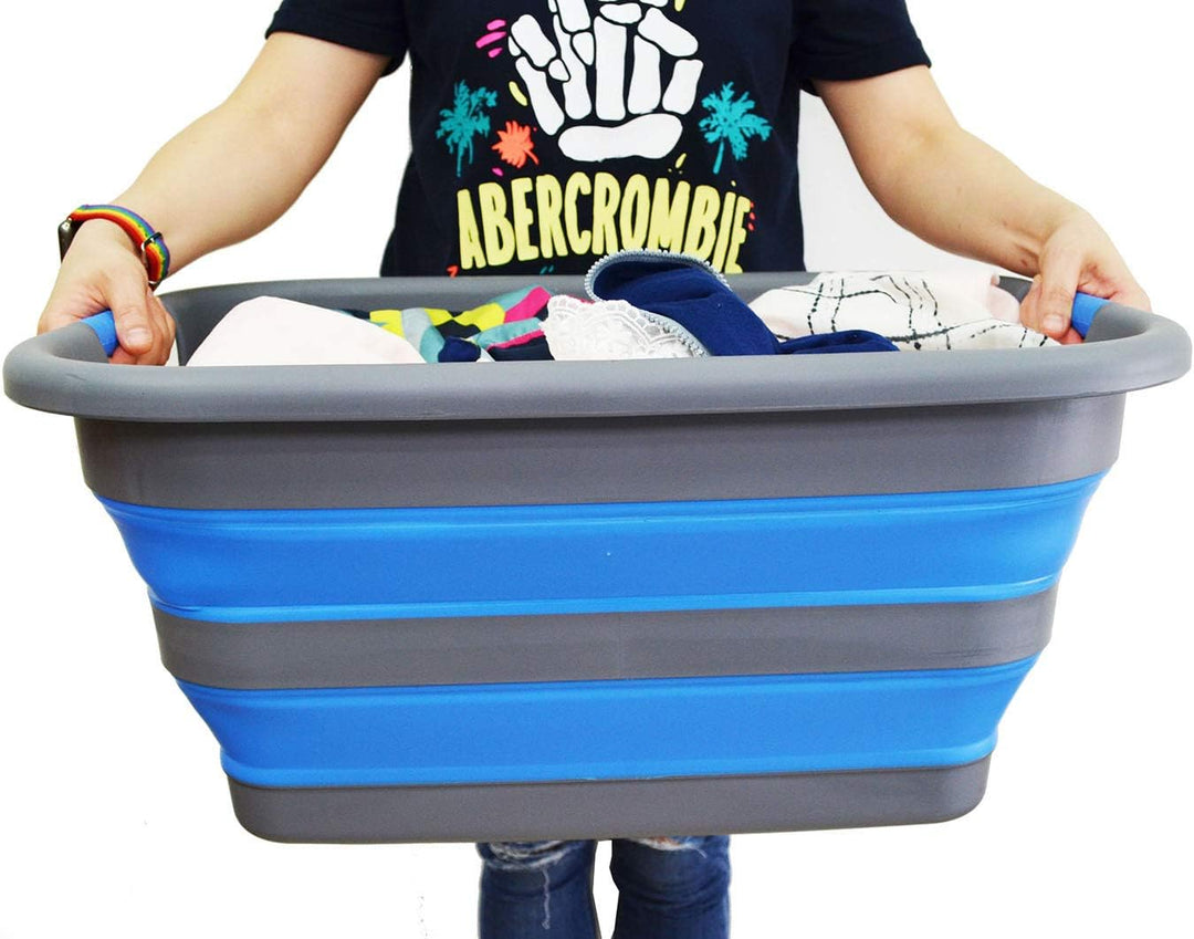 SAMMART 41L zusammenklappbarer Wäschekorb aus Kunststoff – faltbarer Pop-Up-Aufbewahrungsbehälter/Or