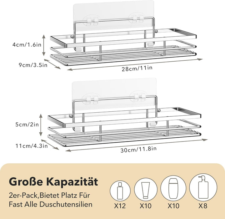 Duschablage Ohne Bohren 2 Stück Duschregal Duschkorb Badezimmer Organizer Badezimmer Regal Badregal