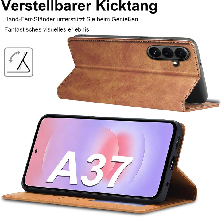 2026 Neu Handyhülle für Samsung Galaxy A37 Hülle Leder mit Schutzfolie [3 Kartenfächer] Klapphülle f
