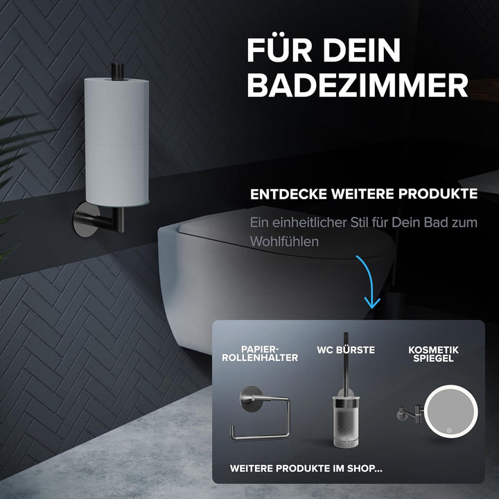 Ersatzrollenhalter Sentraltind Gunmetal zum Kleben 3M | aus Edelstahl und Glas | Toilettenpapier Rol