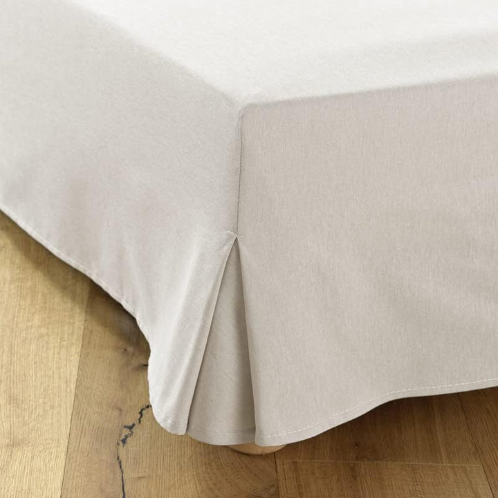 Betthusse 200x200 Beige – 4 Rüschen von 30 cm für Bett 200 x 200 cm – Bettüberwurf 200 x 200 cm – La