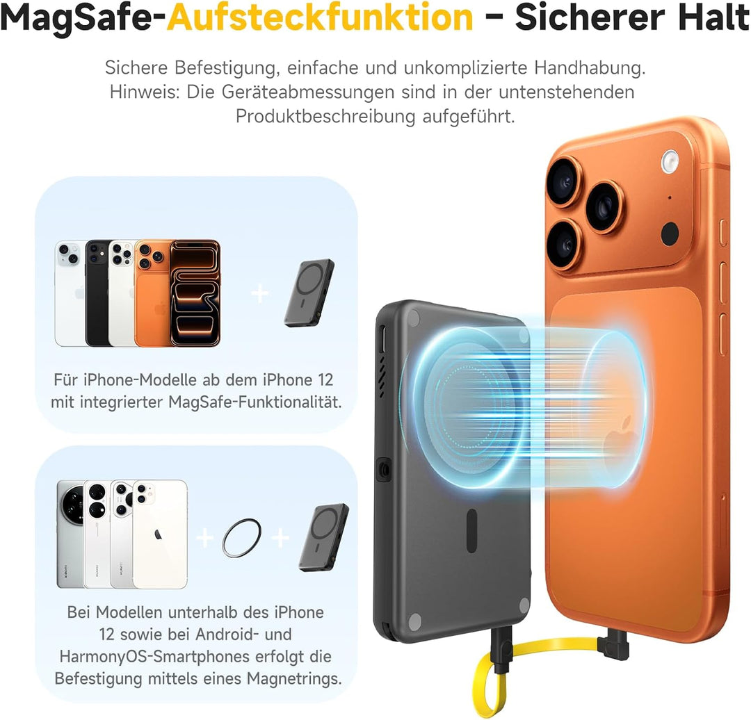 7RYMS Qshot V2 Kabelgebundener Selfie-Monitor für iPhone 17/16 & Android, Magnetischer Smartphone Mo