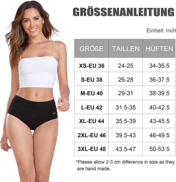 anqier Unterhosen Damen, 5er Pack Stretch Baumwolle Hohe Taille Slips Damen Atmungsaktiv Panties Wei