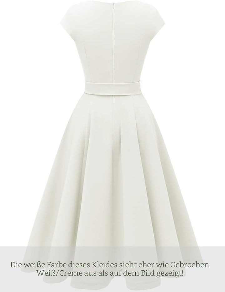 DRESSTELLS Cocktailkleid Damen Festliche Kleider 1950er Knielang Rockabilly Hochzeitkleid Swing Part