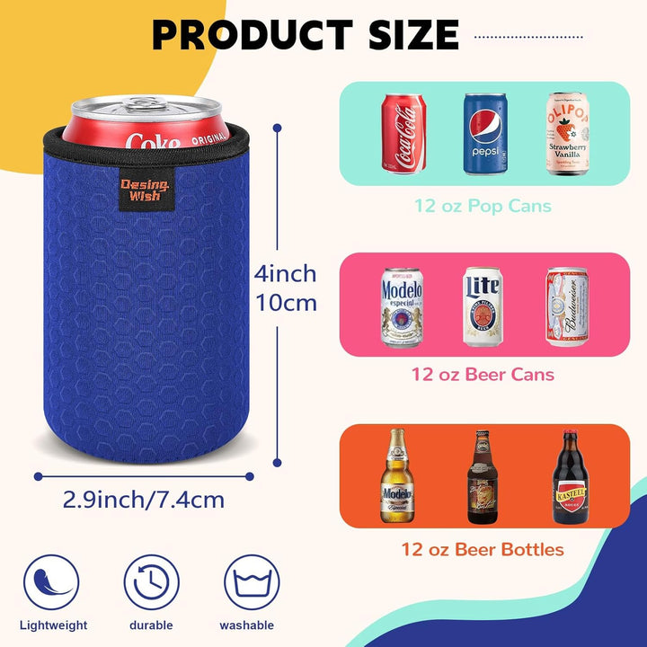 6 Stück 12oz Standard Neopren Dosenkühler Isolierte Bierdosenabdeckung Wiederverwendbare Dosenhülle
