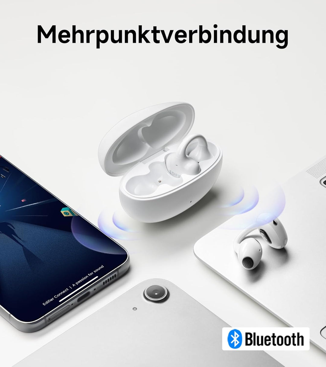 Edifier LolliClip Open-Ear Bluetooth Kopfhörer, Hi-Res LDAC, adAptives ANC, Gesundheitsüberwachung,