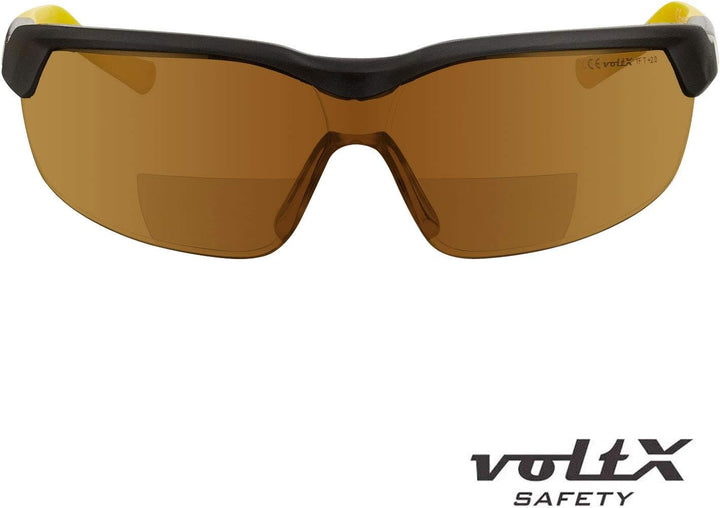 voltX 3 x GT ADJUSTABLE Bifokale Lesen Schutzbrille (KLAR, GELB, BRAUN +1.5 Dioptrie), EN166FT Zerti