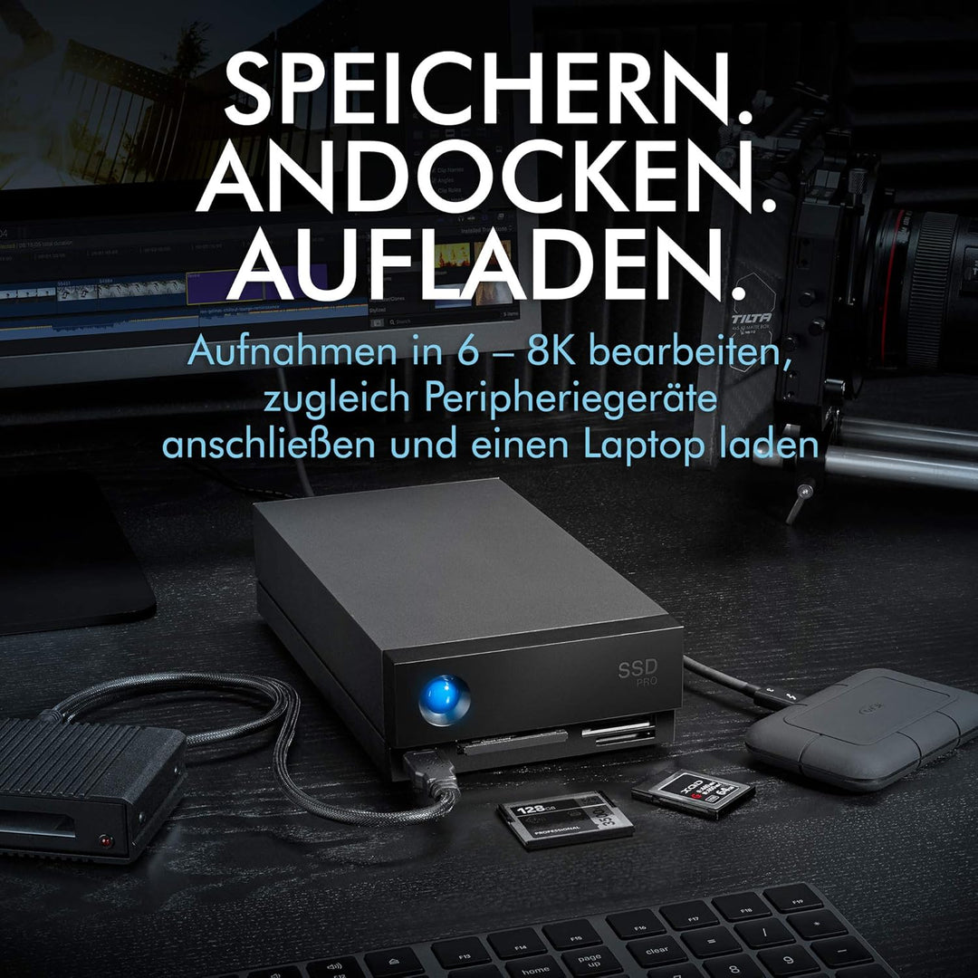 LaCie 1big Dock SSD Pro 2TB externe Festplatte, Thunderbolt 3, Card Reader, PC & Mac, inkl. 5 Jahre