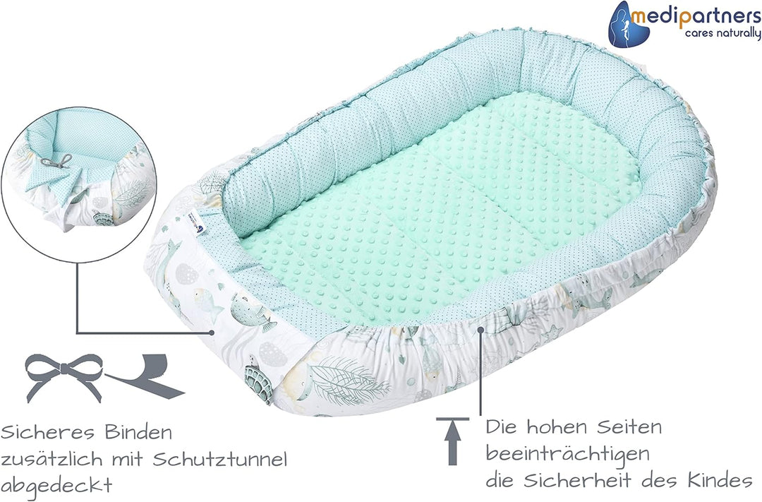 Medi Partners Babynest Kuschelnest Babynestchen 100% Baumwolle Nestchen Reisebett für Babys Säugling